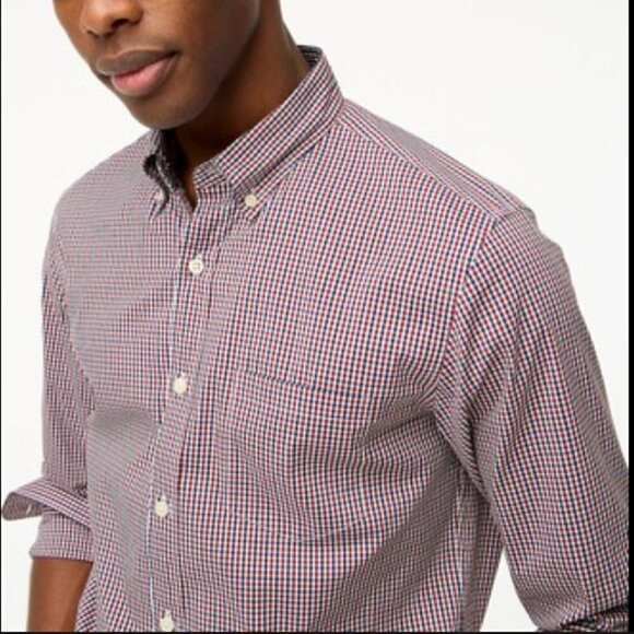 J. Crew Shirtings Washed Casual Tailored Fit Button Down Burgundy Gingham XL - Picture 1 of 9